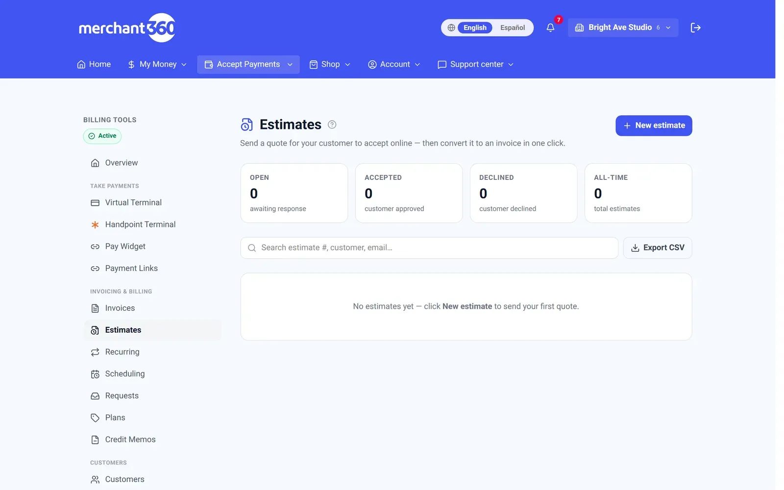 Estimates with online acceptance and e-signature