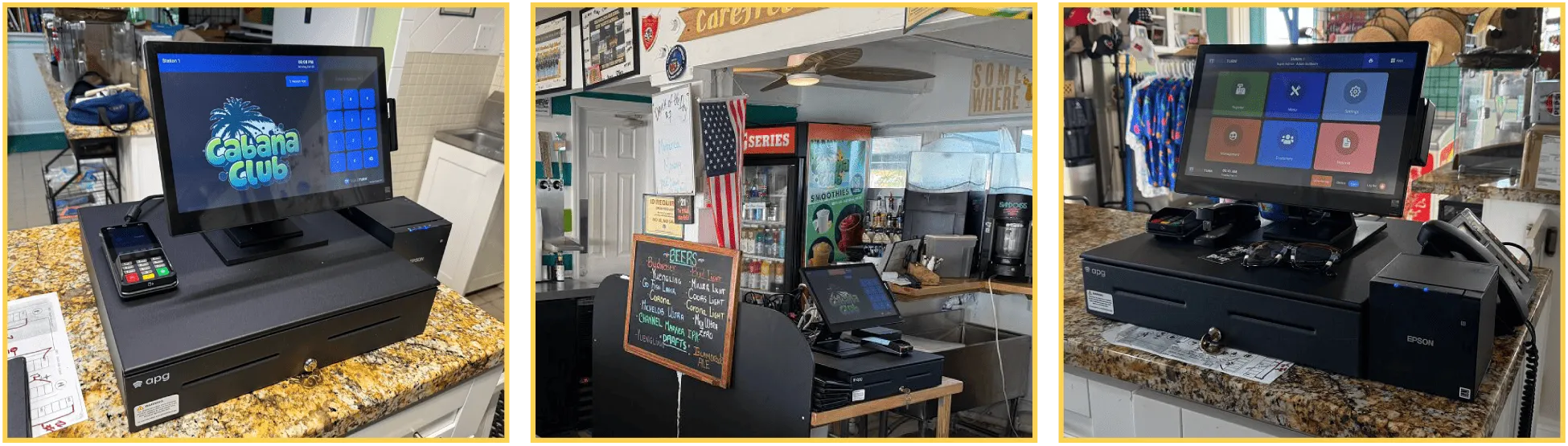 TableTurn POS terminals in use at Cabana Club's bar and beach shop