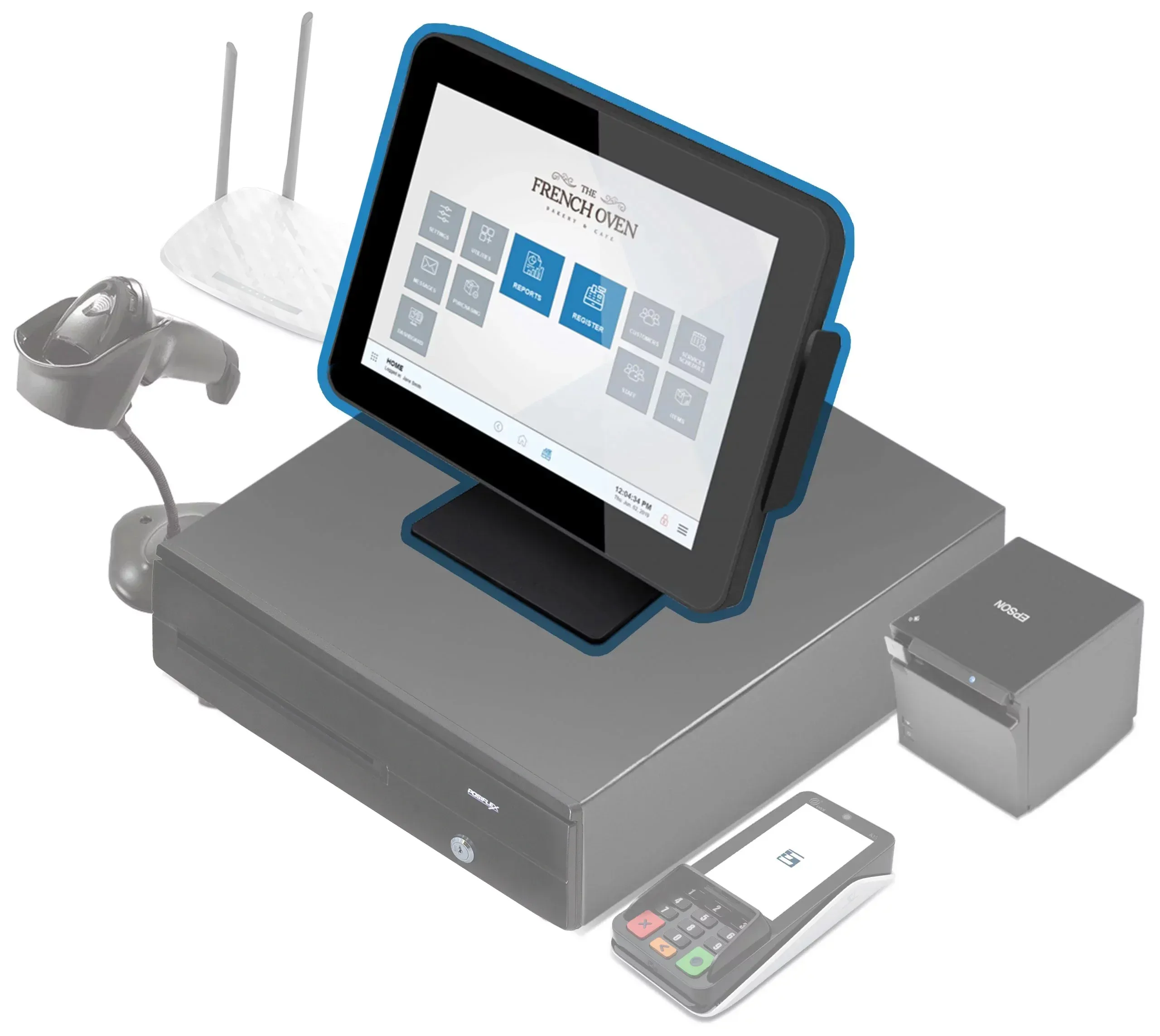 Exatouch POS bundle with the all-in-one terminal highlighted
