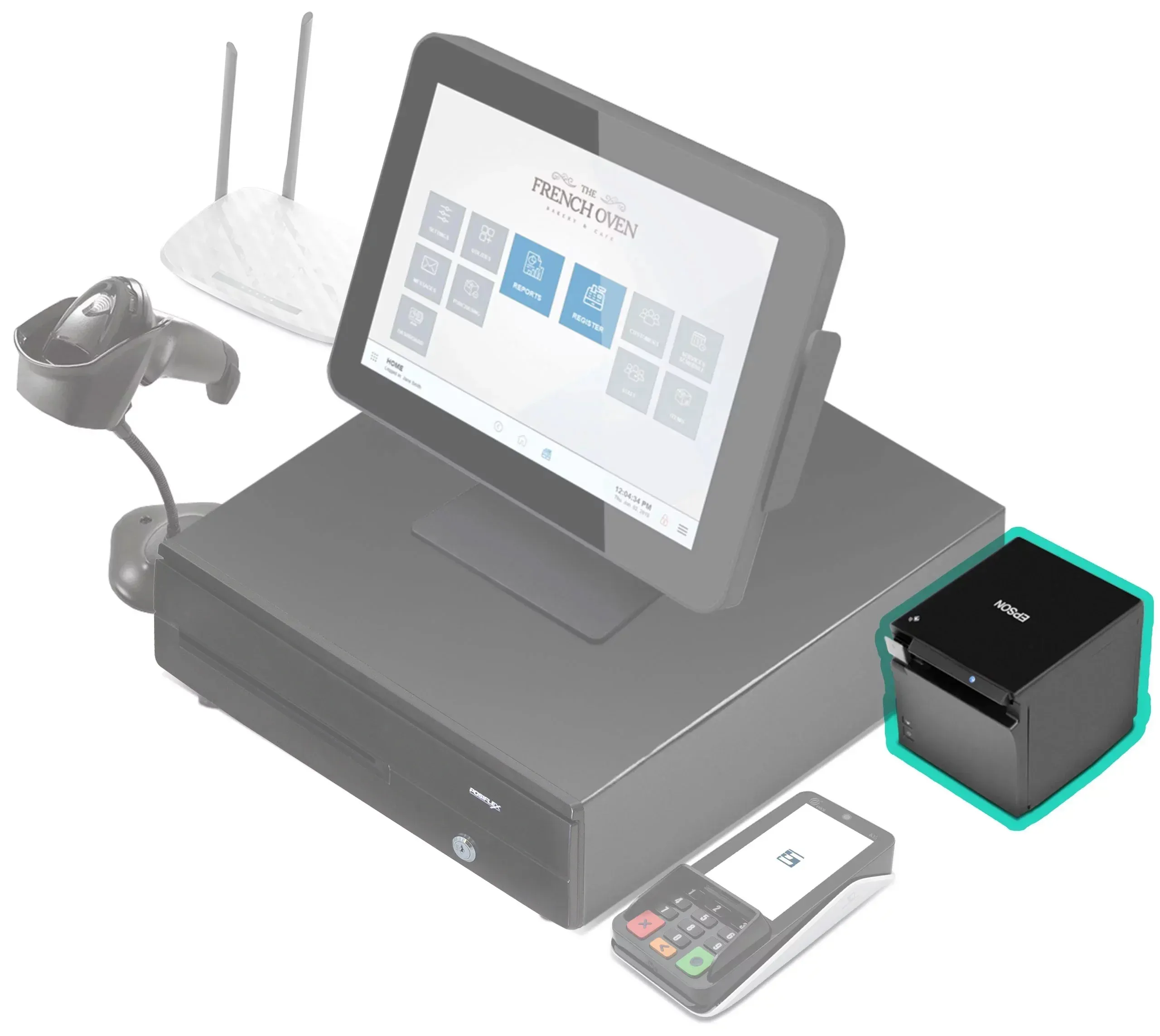 Exatouch POS bundle with the Epson receipt printer highlighted